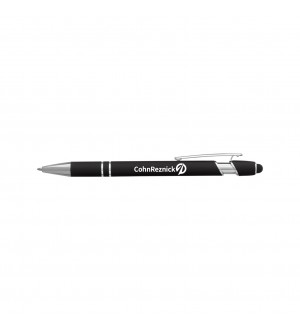 Metal Click Pen with Stylus in Black or Gray